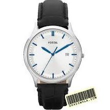 Fossil Fs4671 Menâ€™s Ansel Black Leather Strap White Dial Analog Authentic