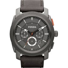 Fossil Men's FS4777 Machine Leather Iron Grey Watch