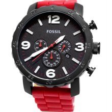 Fossil Nate Chronograph Silicone Watch Red - JR1422