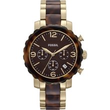 Fossil Women's Natalie JR1382 Two-Tone Stainless-Steel Quartz Watch with Brown Dial