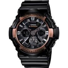 G-Shock GA-200RG-1A Black Watch - black/black/rose gold