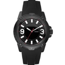 Gents Black Rubber Guess Watch W10251g1