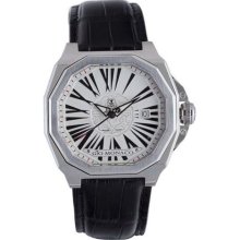 Gio Monaco Men's 704-A Medusa Octagon White Dial Black Alligator ...