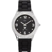 Go Women's 697840 Black Dial Crystal Soft Rubber Watch ...