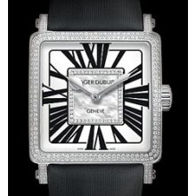 Goldensquare Automatic (WG-Diamonds / White-MOP-Diamonds / Satin-finish Leather Strap)