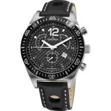 Grovana Mens Retrograde Chronograph Black Strap Warch