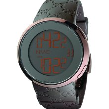 Gucci Men's YA114209 I-Gucci Digital Brown Rubber Strap Watch - YA1142