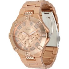 Guess Ladies U12657l3 Aluminum Rosegold Crystals Multifunctions Watch