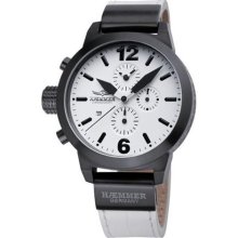 Haemmer Women's DHC-13 Secrets Black PVD White Leather Chronograp ...