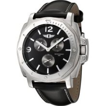 I By Invicta Men's Multi-Function Stainless Steel Black Leather W ...