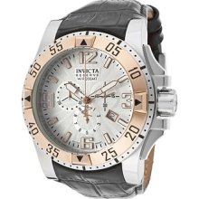 Invicta 10898 Men's Excursion Leather Band Silver Dial Watch