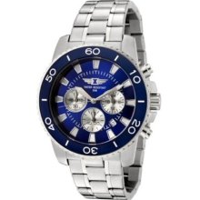 Invicta Men's Chronograph Stainless Steel 3 Eye Blue Dial Silver ...