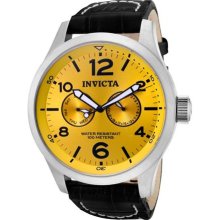 Invicta Men's Specialty Stainless Steel Genuine Black Calf Leather