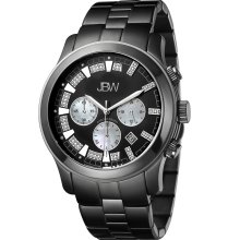 JBW Men's Black Ion-plated Steel 'Delano' Chronograph Diamond Watch (Black)