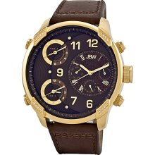 JBW Men's 'G4' Multi-time Zone Brown Diamond-accented Watch (Gold/Brown)