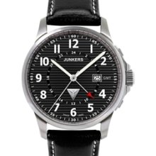 Junkers Tante JU Series GMT Watch with Corrugated Black Dial #6848-2