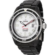 Kadloo Watches Men's Kadloo Ocean Date White Dial Black Tone Stainless