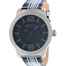 Kenneth Cole Mens Reaction Street Collection Analog Stainless Watch - Multicolor Leather Strap - Black Dial - RK1286