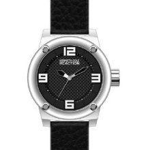 Kenneth Cole Mens Reaction Analog Stainless Watch - Black Leather Strap - Black Dial - RK1312