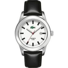 Lacoste Men`s Watch W/ White Dial & Black Strap