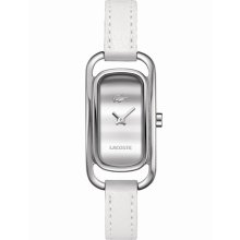 Lacoste 'Sienna' Rectangular Leather Strap Watch