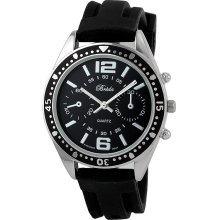 Ladies by Breda w/Black Rubber Strap & Black-Charcoal Dial