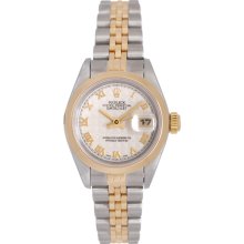 Ladies Rolex Datejust 2-Tone Watch 79163 Ivory Pyramid Dial