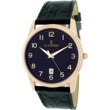 Le Chateau Men's 'Classica' Black Leather Watch