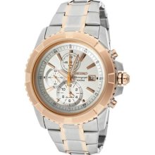 Men Seiko SNAE08 Two Tone Stainless Steel Alarm Chronograph Silver