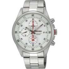 Men Seiko SNDC87 Quartz Chronograph Tachymeter Silver Tone