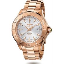 Men's 23K Rose Gold Stainless Steel Signature Ocean Ghost Silver Dial Automatic