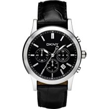 Men's Black Croco Chronograph Watch