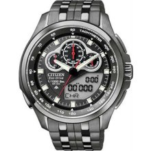 Men's Black Eco Drive Promaster SST Analog Digital Alarm Chronograph