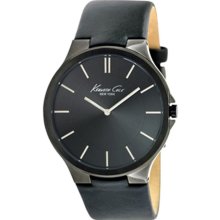 Men's black kenneth cole slim leather strap watch kc1885