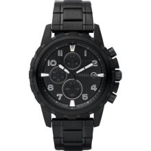 Men's Black Stainless Steel Case And Bracelet Black Dial Chronograph