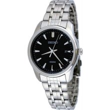 Men's Casual Stainless Steel Case and Bracelet Black Dial Date Display