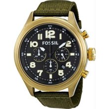 Men's Chronograph Stainless Steel Case Black Tone Dial Nylon Bracelet