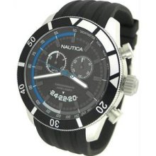 Men's Chronograph Stainless Steel Case Black Dial Rubber Strap Date