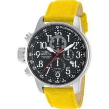 Men's Chronograph Stainless Steel Case Black Dial Yellow Leather and