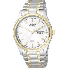 Mens Citizen Eco Drive WR100 Watch in Two Tone Stainless Steel (BM8434-58A)