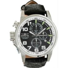 Men's Force Chronograph Stainless Steel Case Leather Bracelet Black