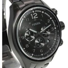 Men's Fossil Flight Black Stainless Steel Case and Bracelet