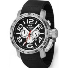 Men's Large Steel Black Dial Strap