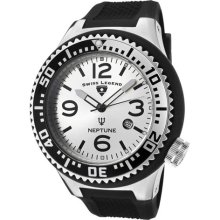 Men's Neptune Silver Dial Black Rubber ...