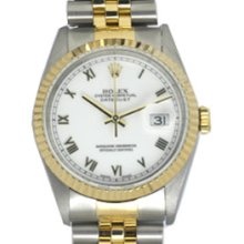 Men's Rolex Datejust 2-Tone Watch 16233 White Dial