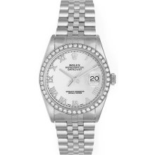 Men's Rolex Datejust Diamond Watch 16234 Rhodium Dial