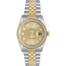 Men's Rolex Datejust Steel & Gold Diamond Watch 16233