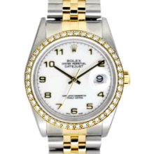 Men's Rolex Datejust Watch 16233 White Arabic Dial