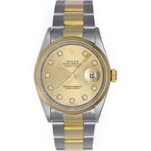 Men's Rolex Datejust Watch 16203 Champagne Diamond Dial