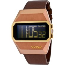 Men's Sadao Multi-Function Black Digital Dial Brown Leather ...